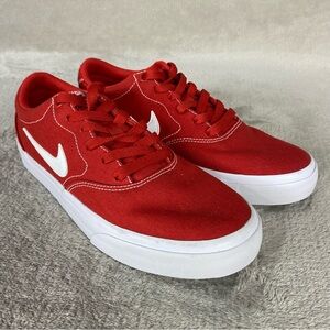 Nike SB Charge Shoes Youth Size 7Y Red Canvas Skateboarding Sneakers NEW